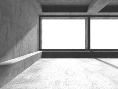 Dark Beton Duvar Mimarisi. Boş Oda. 3d Görüntüleme