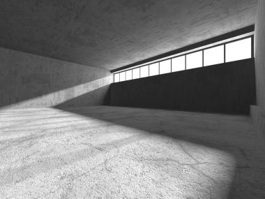 Dark Beton Duvar Mimarisi. Boş Oda. 3d Görüntüleme