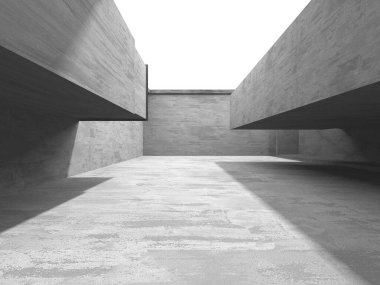 Soyut mimari arka plan. İçi boş beton döşeme. 3d hazırlayıcı