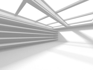 Aydınlatılmış koridor iç tasarımı. Boş Oda İç mimarisi. 3 Boyutlu Hazırlama