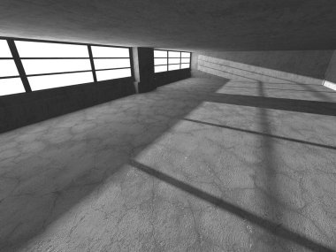 Soyut mimari iç plan. Boş beton oda. 3d hazırlayıcı