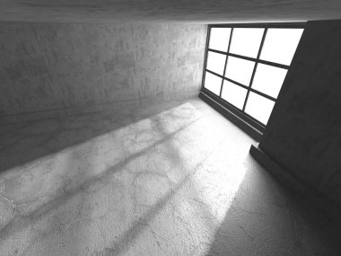 Soyut mimari iç plan. Boş beton oda. 3d hazırlayıcı