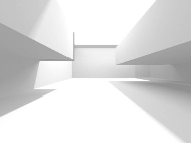 Soyut Beyaz Mimari Tasarım Konsepti. 3d Görüntüleme