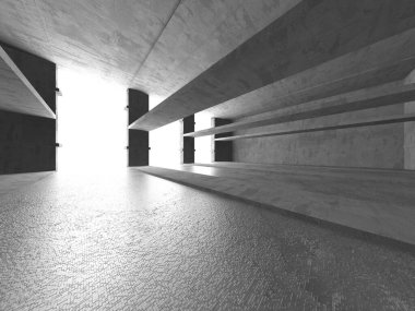 Dark Beton Duvar Mimarisi. Boş Oda. 3d Görüntüleme