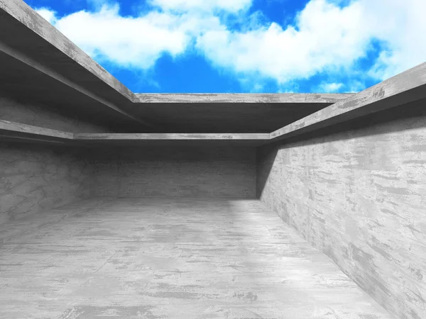 Concrete Room Wall Construction Cloudy Sky Background Abstract Architecture Design — Stock Photo, Image