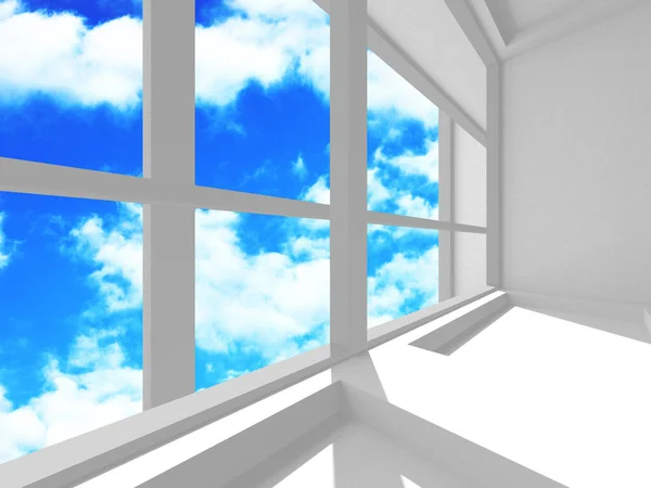 Empty White Architecture Sky View Render — Stock Photo, Image