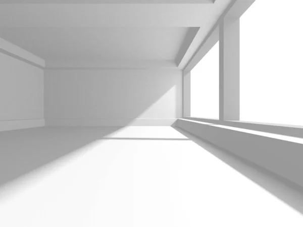 Białe Nowoczesne Tło Abstrakcyjna Koncepcja Budynku Renderowanie — Zdjęcie stockowe