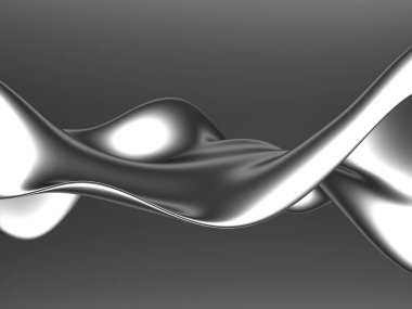 Metalik, soyut, dalgalı sıvı arka plan. 3d resimleme