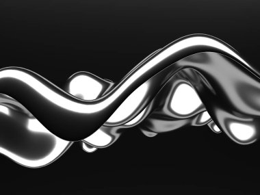 Metalik, soyut, dalgalı sıvı arka plan. 3d resimleme