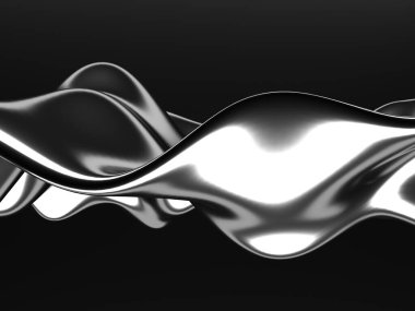 Metalik, soyut, dalgalı sıvı arka plan. 3d resimleme