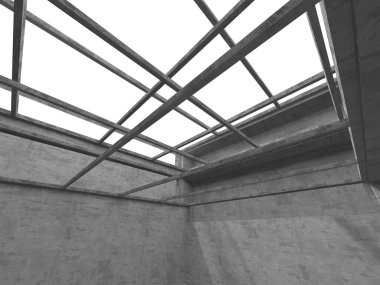 Soyut mimari arka plan. İçi boş beton döşeme. 3d hazırlayıcı
