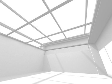 Aydınlatılmış koridor iç tasarımı. Boş Oda İç mimarisi. 3 Boyutlu Hazırlama