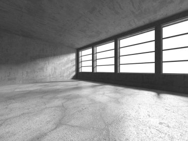 Soyut mimari iç plan. Boş beton oda. 3d hazırlayıcı