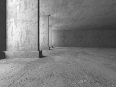 Soyut mimari iç plan. Boş beton oda. 3d hazırlayıcı