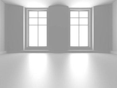 Beyaz Modern Arkaplan. Soyut Oda Konsepti. 3d Hazırlama