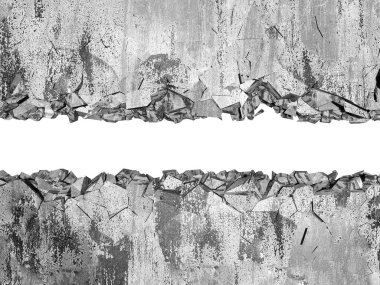 Patlama, beton duvardaki kurşun deliği tahribatı. Duvarda çatlak bir delik var. Grunge 'un geçmişi. 3d resimleme