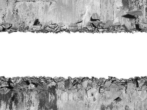 Patlama, beton duvardaki kurşun deliği tahribatı. Duvarda çatlak bir delik var. Grunge 'un geçmişi. 3d resimleme