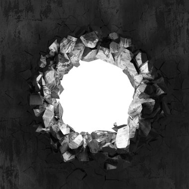 Beton duvarda çatlak var. Grunge 'un geçmişi. 3d resimleme