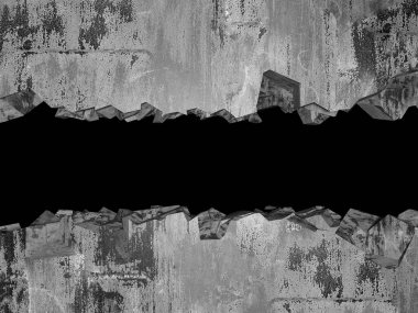 Beton duvarda çatlak var. Grunge 'un geçmişi. 3d resimleme