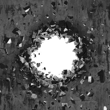 Beton duvarda çatlak var. Grunge 'un geçmişi. 3d resimleme
