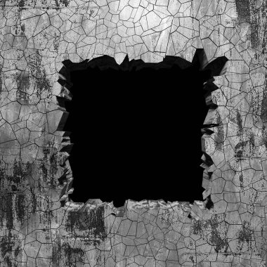 Beton duvarda çatlak var. Grunge 'un geçmişi. 3d resimleme