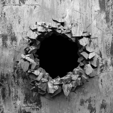 Beton duvarda çatlak var. Grunge 'un geçmişi. 3d resimleme