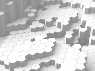 Soyut beyaz geometrik altıgen arka plan. 3d resimleme