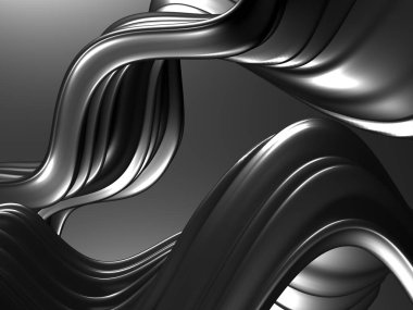 Metalik, soyut, dalgalı sıvı arka plan. 3d resimleme