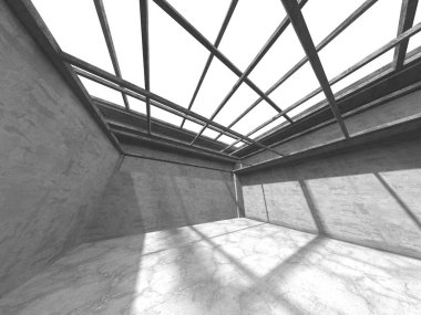 Soyut mimari arka plan. İçi boş beton döşeme. 3d hazırlayıcı