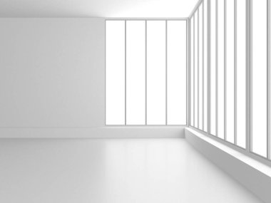 Aydınlatılmış koridor iç tasarımı. Boş Oda İç mimarisi. 3 Boyutlu Hazırlama