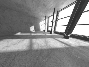 Soyut mimari arka plan. İçi boş beton döşeme. 3d hazırlayıcı