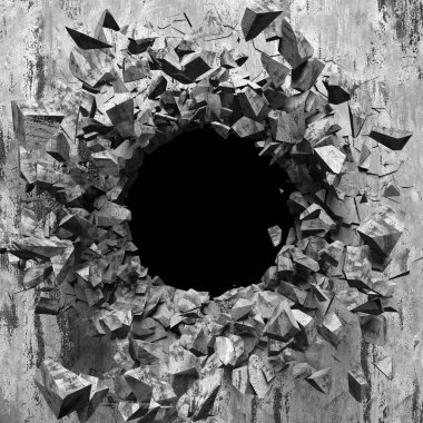 Dark Beton Duvar Mimarisi. Boş Oda. 3d Görüntüleme