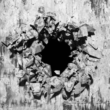Dark Beton Duvar Mimarisi. Boş Oda. 3d Görüntüleme