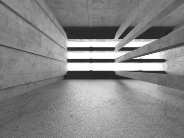 Dark Beton Duvar Mimarisi. Boş Oda. 3d Görüntüleme