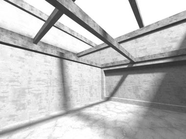 Dark Beton Duvar Mimarisi. Boş Oda. 3d Görüntüleme