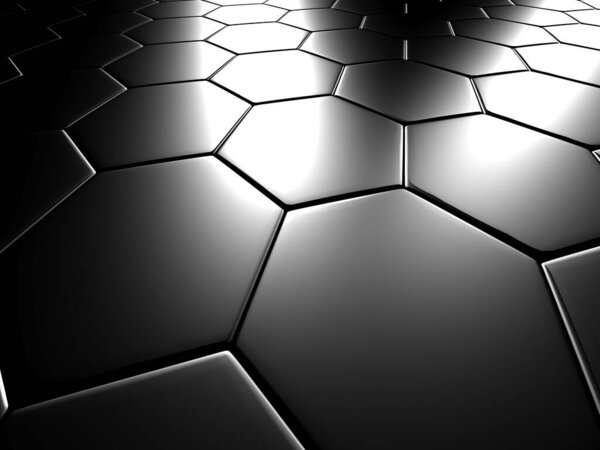 Futuristic technology concept. Hexagon shapes surface. 3d render illustration