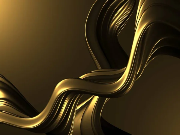 Fundo Líquido Ondulado Abstrato Dourado Renderizar Ilustração — Fotografia de Stock