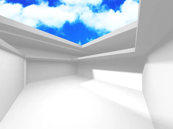 Empty White Architecture Sky View Render — Stock Photo, Image