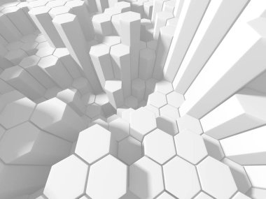 Beyaz Geometrik Altıgen Soyut Arkaplan. 3d Hazırlama