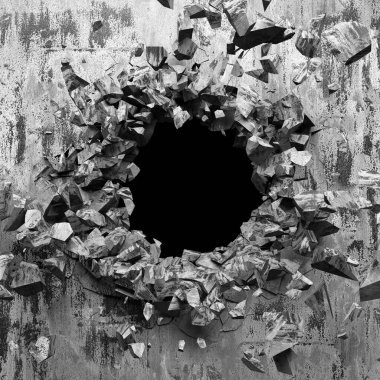 Beton duvarda çatlak var. Grunge 'un geçmişi. 3d resimleme