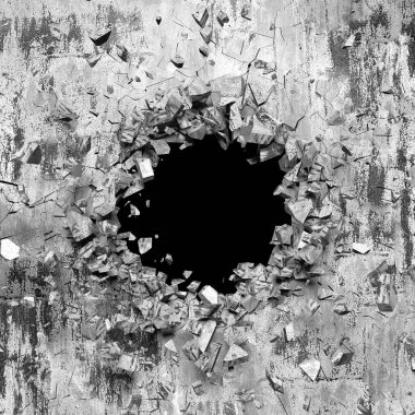 Beton duvarda çatlak var. Grunge 'un geçmişi. 3d resimleme