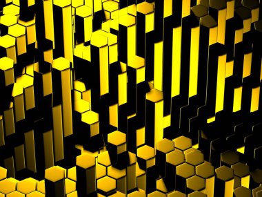 Lüks Altın Parlak Soyut Altıgen Özgeçmişi. 3d Hazırlama