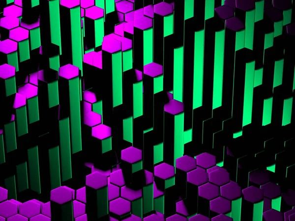 Hexagon Poligon Colorful Abstract Futuristic Background Inglés Renderizado —  Fotos de Stock