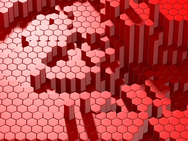 Hexagon Abstract Chaotic Red Bricks Wall Background 약자이다 일러스트레이션 — 스톡 사진
