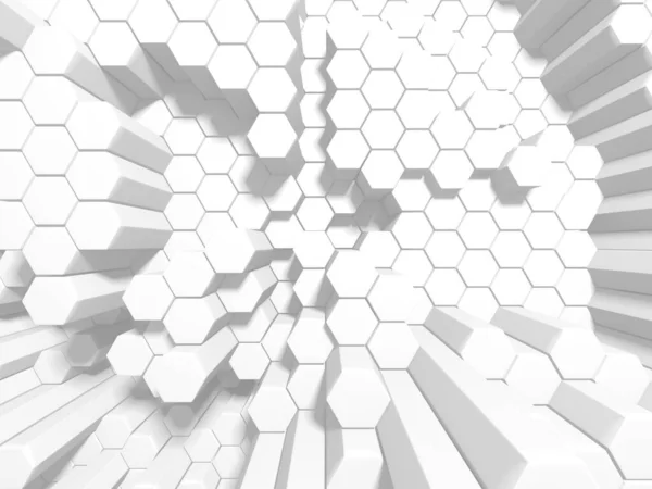 Fehér Geometrikus Hexagon Absztrakt Háttér Renderelés — Stock Fotó