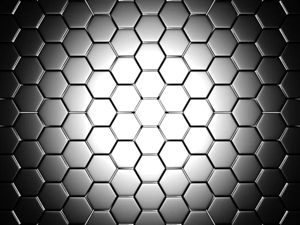 Chrom Metallic Hexagon Glossy Futuristischer Hintergrund Render — Stockfoto