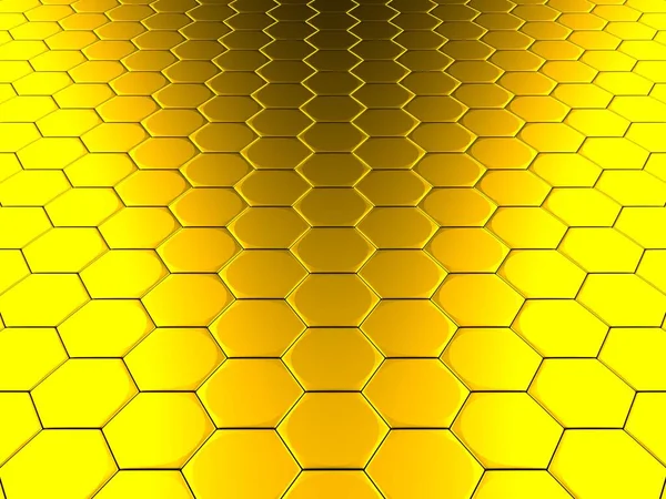 豪華な黄金の光沢のある抽象六角形の背景 3Dレンダリング — ストック写真