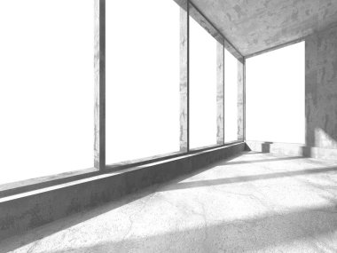 Dark Beton Duvar Mimarisi. Boş Oda. 3d Görüntüleme