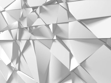 Beyaz Geometrik Poligon Soyut Arkaplan. 3d Hazırlama