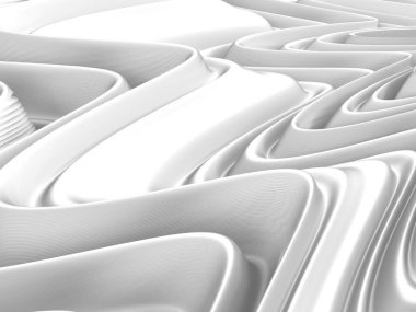 Beyaz soyut sıvı dalgalı arka plan. 3d resimleme